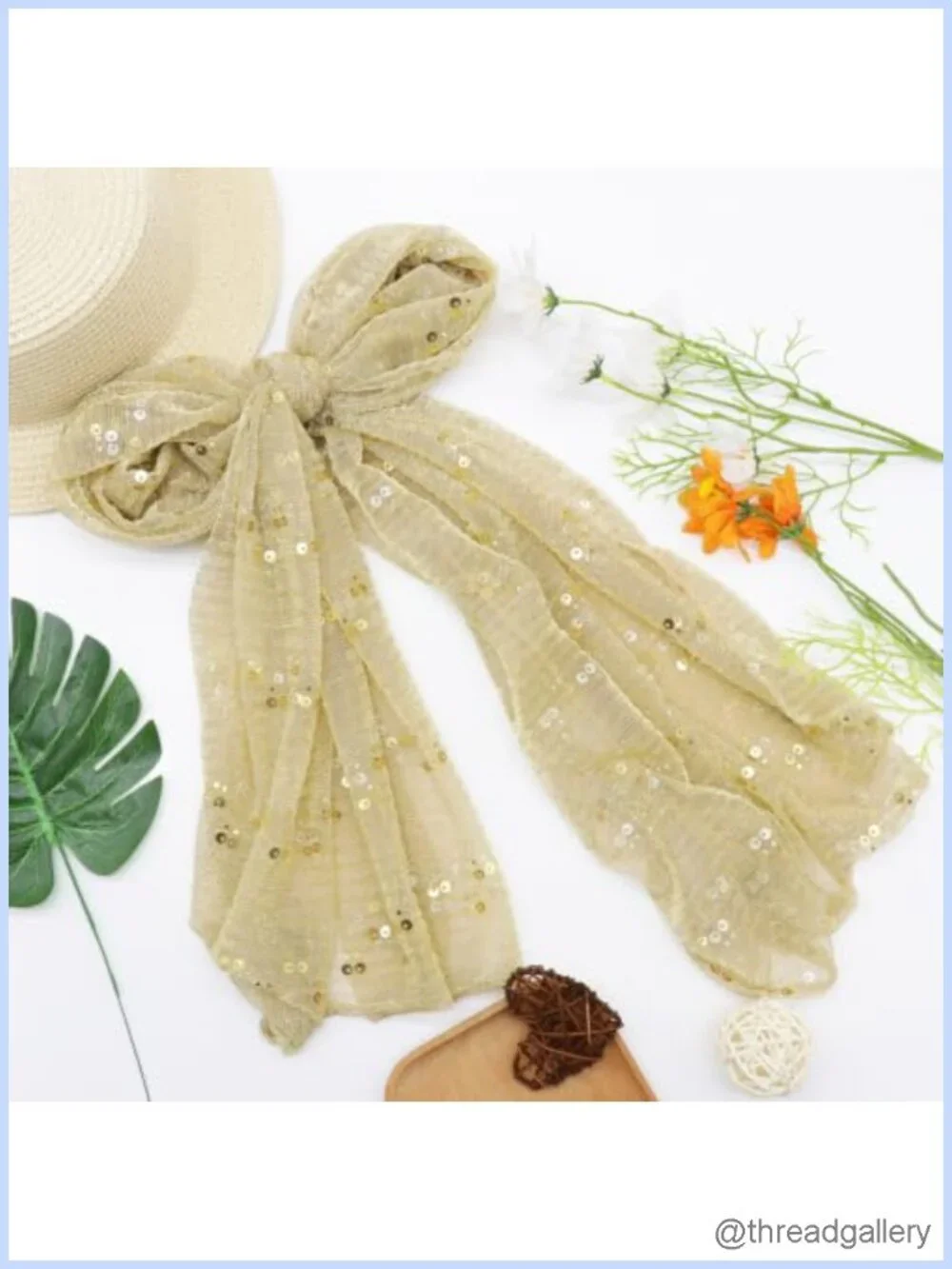 Sequin Neck Scarf for Women Lightweight Sheer Fashion Scarf